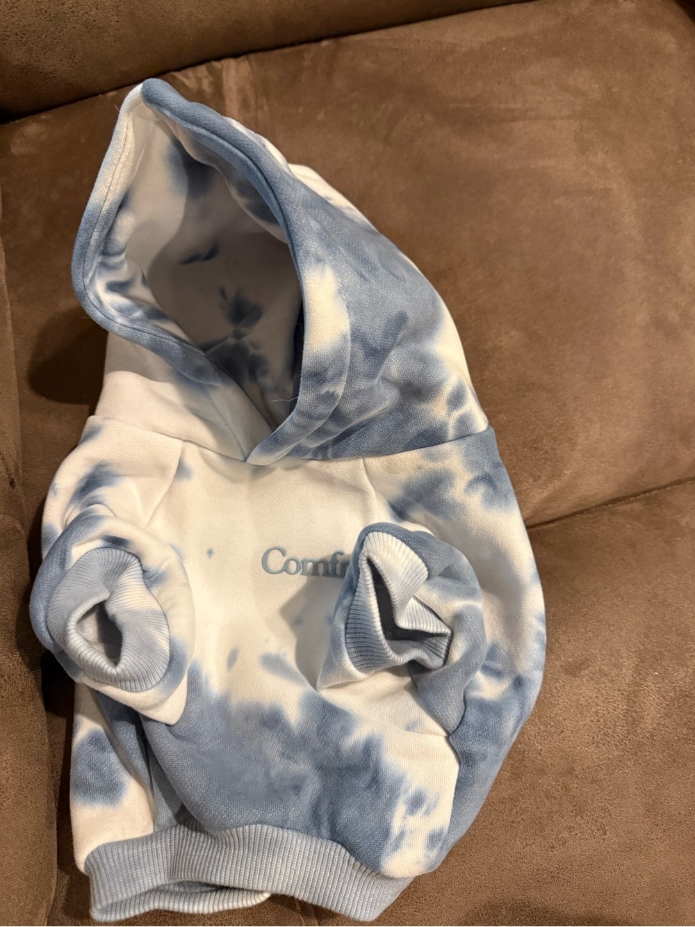 Small Dog Comfort Blue Tie-Dye Hoodie Sweater - Women's